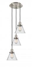  113F-3P-SN-G44 - Cone - 3 Light - 14 inch - Brushed Satin Nickel - Cord hung - Multi Pendant