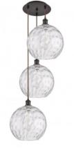  113B-3P-OB-G1215-8 - Athens Water Glass - 3 Light - 15 inch - Oil Rubbed Bronze - Cord hung - Multi Pendant