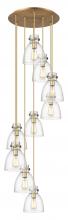  119-410-1PS-BB-G412-8SDY - Newton Bell - 9 Light - 22 inch - Brushed Brass - Multi Pendant