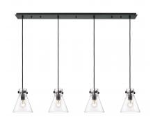  124-410-1PS-BK-G411-8CL - Newton Cone - 4 Light - 52 inch - Matte Black - Linear Pendant