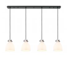  124-410-1PS-BK-G412-8WH - Newton Bell - 4 Light - 52 inch - Matte Black - Linear Pendant