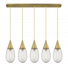  125-450-1P-BB-G450-6SCL - Malone - 5 Light - 38 inch - Brushed Brass - Linear Pendant