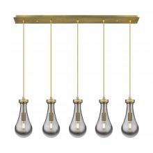  125-451-1P-BB-G451-5SM - Owego - 5 Light - 37 inch - Brushed Brass - Linear Pendant