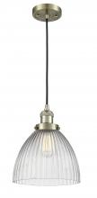  201C-AB-G222 - Seneca Falls - 1 Light - 10 inch - Antique Brass - Cord hung - Mini Pendant