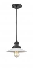  201C-BK-G1 - Halophane - 1 Light - 9 inch - Matte Black - Cord hung - Mini Pendant