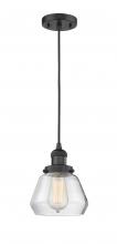  201C-BK-G172 - Fulton - 1 Light - 7 inch - Matte Black - Cord hung - Mini Pendant