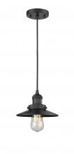  201C-BK-M6 - Railroad - 1 Light - 8 inch - Matte Black - Cord hung - Mini Pendant