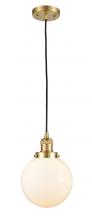  201C-SG-G201-8-LED - Beacon - 1 Light - 8 inch - Satin Gold - Cord hung - Mini Pendant