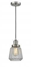  201C-SN-G142 - Chatham - 1 Light - 7 inch - Brushed Satin Nickel - Cord hung - Mini Pendant