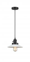  201CSW-BK-G1 - Halophane - 1 Light - 9 inch - Matte Black - Cord hung - Mini Pendant