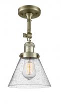  201F-AB-G44-LED - Cone - 1 Light - 8 inch - Antique Brass - Semi-Flush Mount