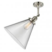  201F-PN-G42-L - Cone - 1 Light - 12 inch - Polished Nickel - Semi-Flush Mount