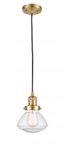  201S-SG-G324 - Olean - 1 Light - 7 inch - Satin Gold - Stem Hung - Mini Pendant