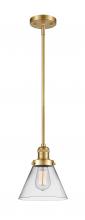  201S-SG-G42 - Cone - 1 Light - 8 inch - Satin Gold - Stem Hung - Mini Pendant