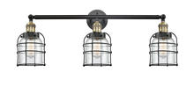  205-BAB-G52-CE - Bell Cage - 3 Light - 31 inch - Black Antique Brass - Bath Vanity Light