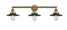  205-BB-M6 - Railroad - 3 Light - 32 inch - Brushed Brass - Bath Vanity Light