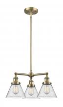  207-AB-G44 - Cone - 3 Light - 22 inch - Antique Brass - Stem Hung - Chandelier