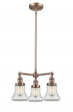  207-AC-G192 - Bellmont - 3 Light - 18 inch - Antique Copper - Stem Hung - Chandelier