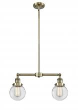  209-AB-G202-6 - Beacon - 2 Light - 23 inch - Antique Brass - Stem Hung - Island Light