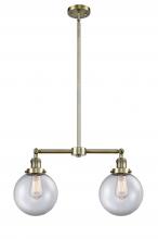  209-AB-G202-8 - Beacon - 2 Light - 25 inch - Antique Brass - Stem Hung - Island Light