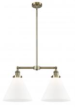  209-AB-G41-L - Cone - 2 Light - 21 inch - Antique Brass - Stem Hung - Island Light