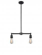  209-BK - Bare Bulb - 2 Light - 20 inch - Matte Black - Stem Hung - Island Light