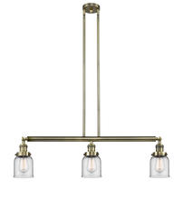  213-AB-G52 - Bell - 3 Light - 38 inch - Antique Brass - Stem Hung - Island Light