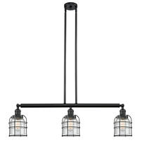  213-BK-G54-CE - Bell Cage - 3 Light - 39 inch - Matte Black - Stem Hung - Island Light