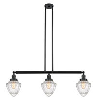  213-BK-G664-7 - Bullet - 3 Light - 38 inch - Matte Black - Stem Hung - Island Light