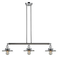  213-PC-M7 - Railroad - 3 Light - 41 inch - Polished Chrome - Stem Hung - Island Light