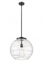  221-1S-BK-G1213-16-BB-95-LED - Athens Deco Swirl - 1 Light - 16 inch - Matte Black - Cord hung - Pendant