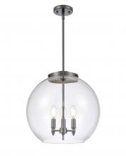  221-3S-BK-G122-16 - Athens - 3 Light - 16 inch - Matte Black - Cord hung - Pendant