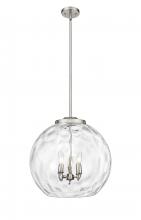  221-3S-SN-G1215-18 - Athens Water Glass - 3 Light - 18 inch - Brushed Satin Nickel - Cord hung - Pendant