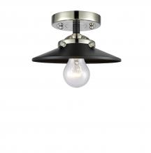  284-1C-BPN-M6-BK - Railroad - 1 Light - 8 inch - Black Polished Nickel - Semi-Flush Mount