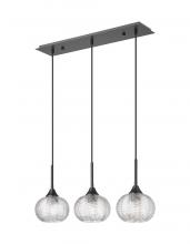  323-3I-BK-G323-7CL - Berkshire - 3 Light - 28 inch - Matte Black - Cord Hung - Island Light