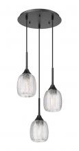  323-3P-BK-G323-5CL - Berkshire - 3 Light - 20 inch - Matte Black - Cord Hung - Multi Pendant