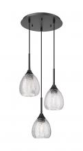  323-3P-BK-G323-6CL - Berkshire - 3 Light - 13 inch - Matte Black - Cord Hung - Multi Pendant