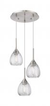  323-3P-SN-G323-6CL - Berkshire - 3 Light - 13 inch - Brushed Satin Nickel - Cord Hung - Multi Pendant