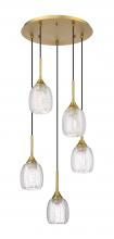  323-5P-BB-G323-5CL - Berkshire - 5 Light - 18 inch - Brushed Brass - Cord Hung - Multi Pendant