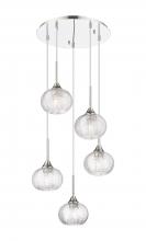  323-5P-PN-G323-7CL - Berkshire - 5 Light - 20 inch - Polished Nickel - Cord Hung - Multi Pendant