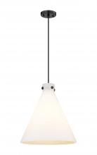  410-1PL-BK-G411-18WH - Newton Cone - 1 Light - 18 inch - Matte Black - Cord hung - Pendant