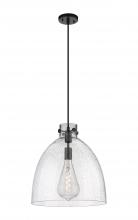  410-1PL-BK-G412-16SDY - Newton Bell - 1 Light - 16 inch - Matte Black - Cord hung - Pendant