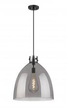  410-1PL-BK-G412-18SM - Newton Bell - 1 Light - 18 inch - Matte Black - Cord hung - Pendant