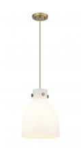  410-1PM-BB-G412-10WH - Newton Bell - 1 Light - 10 inch - Brushed Brass - Cord hung - Pendant