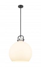  410-1SL-BK-G410-18WH - Newton Sphere - 1 Light - 18 inch - Matte Black - Pendant