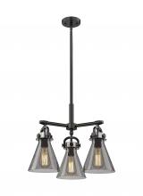  410-3CR-BK-G411-7SM - Newton Cone - 3 Light - 21 inch - Matte Black - Pendant