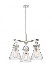  410-3CR-PN-G411-7SDY - Newton Cone - 3 Light - 21 inch - Polished Nickel - Pendant