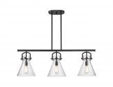  410-3I-BK-G411-10SDY - Newton Cone - 3 Light - 42 inch - Matte Black - Island Light