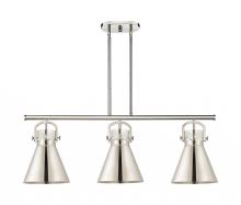  410-3I-PN-M411-10PN - Newton Cone - 3 Light - 42 inch - Polished Nickel - Island Light