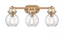  410-3W-BB-7CL - Newton Sphere - 3 Light - 27 inch - Brushed Brass - Bath Vanity Light